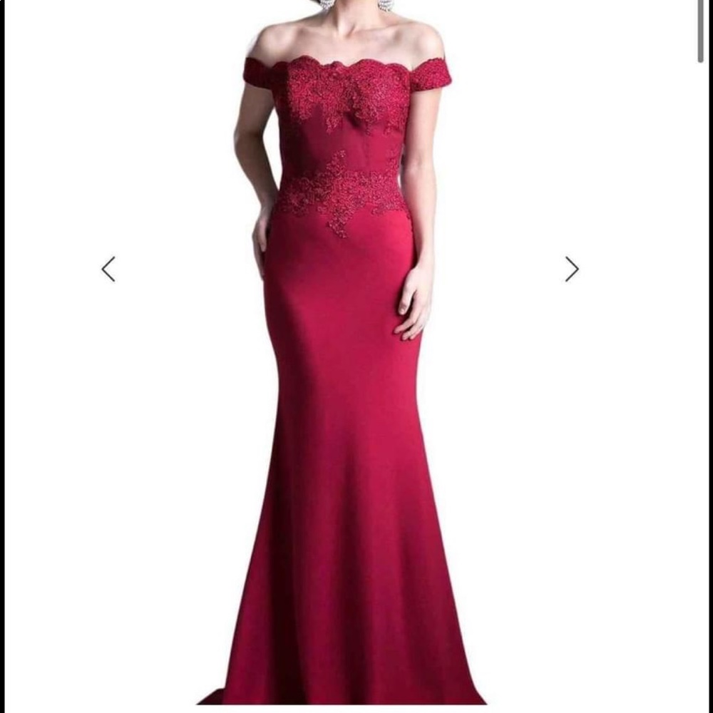 Burgundy Off Shoulder Gown